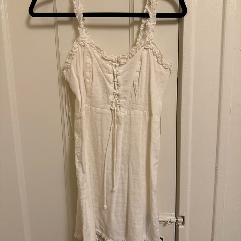 White Lace-Up Dress urban outfitters